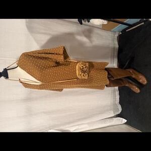 3 PC CUTE OUTFIT BCBG SWISS DOT MINI DRESS SZ MEDIUM HEELED BOOTS 8.5 FLORAL BAG